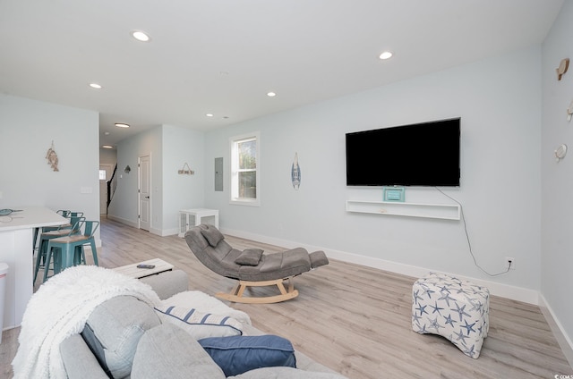 503 30th Ave N, Myrtle Beach, SC 29577 - living area featuring electric panel, light wood finished floors, recessed lighting, and baseboards