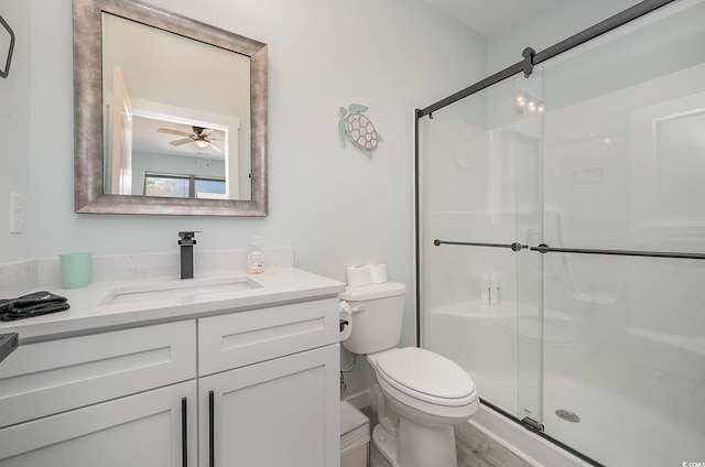 503 30th Ave N, Myrtle Beach, SC 29577 - full bath with a shower stall, vanity, toilet, and ceiling fan
