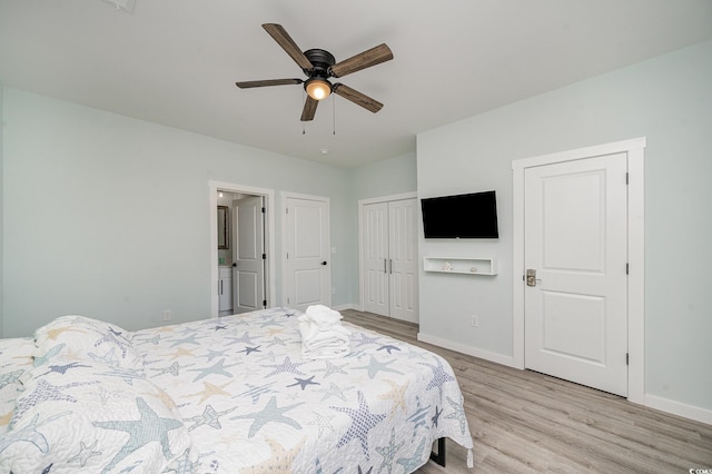 503 30th Ave N, Myrtle Beach, SC 29577 - bedroom featuring light wood-style flooring, baseboards, and ceiling fan