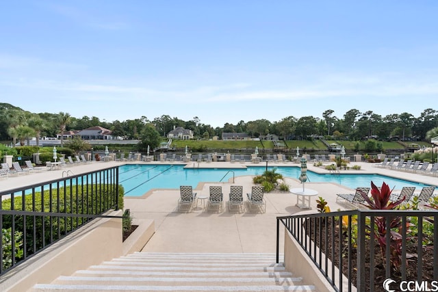 view of pool featuring a patio area