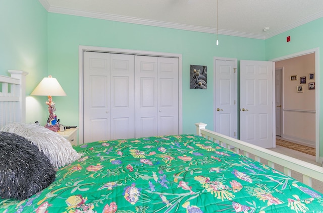 bedroom with ornamental molding