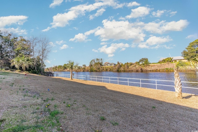 view of yard featuring a water view