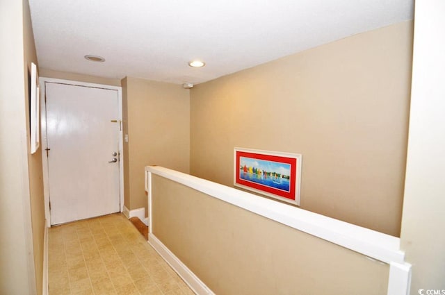 hallway with light tile flooring