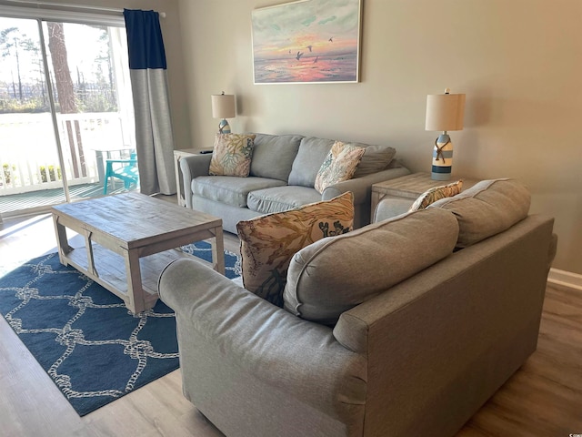 living room featuring light hardwood / wood-style floors