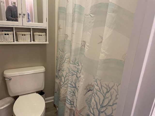 bathroom featuring toilet and hardwood / wood-style floors