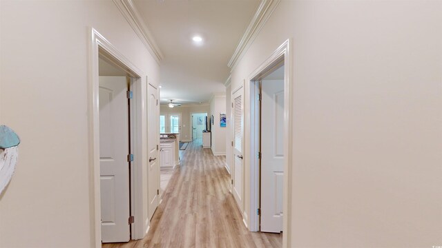 35 Delray Dr Unit 1-D, Murrells Inlet, SC 29576 - corridor with recessed lighting, light wood-type flooring, baseboards, and ornamental molding