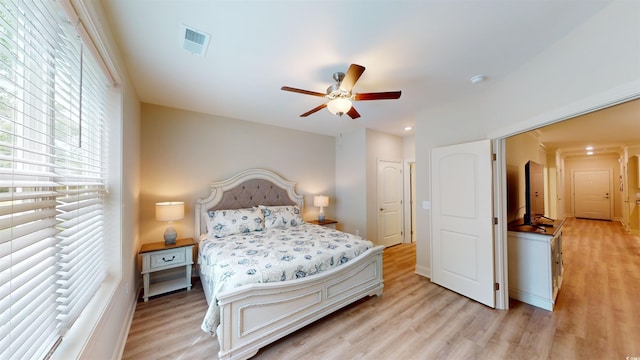 35 Delray Dr Unit 1-D, Murrells Inlet, SC 29576 - bedroom featuring light wood finished floors, visible vents, recessed lighting, and ceiling fan