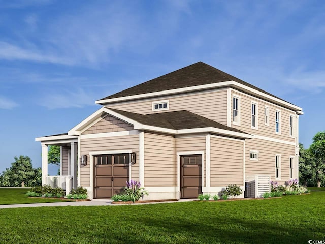 view of front facade featuring a front yard and a garage