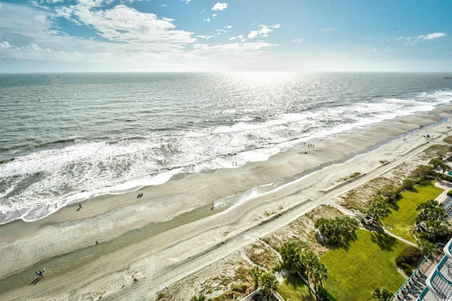 exterior space featuring a view of the beach