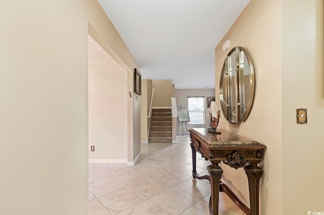 hallway with light tile flooring