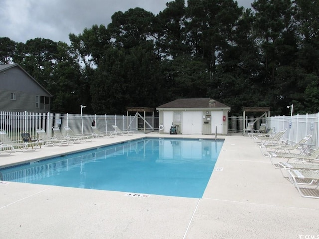 view of pool featuring a patio area