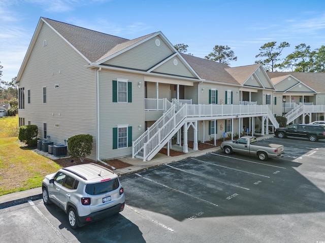 view of front of property featuring central air condition unit