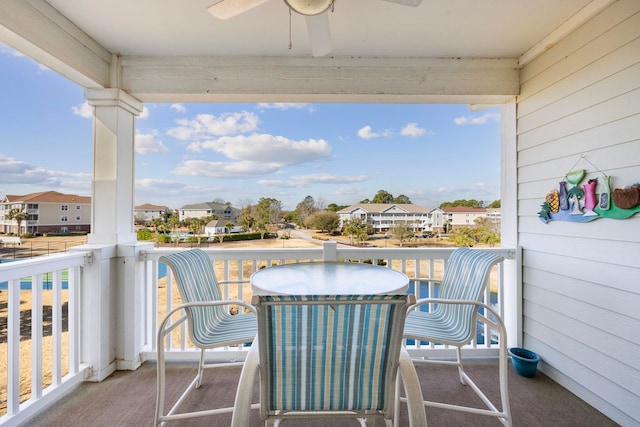 balcony with ceiling fan