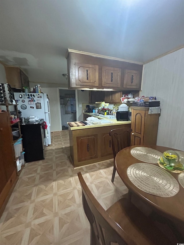 kitchen featuring light parquet floors