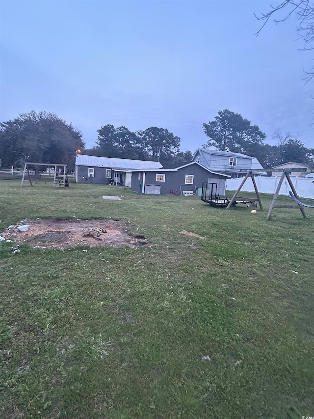 view of yard with a playground