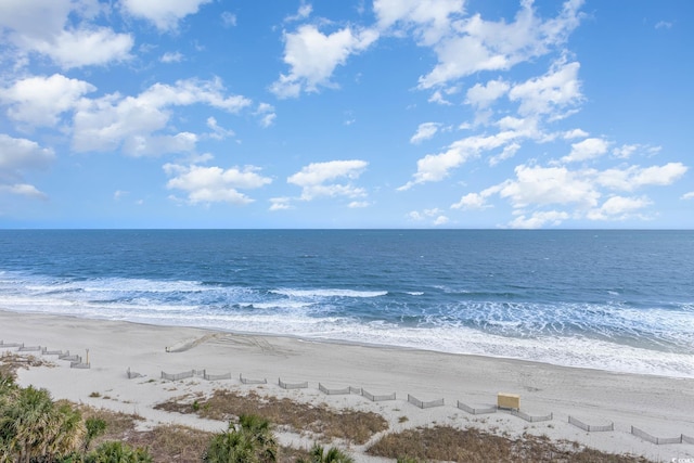 view of water feature with a view of the beach