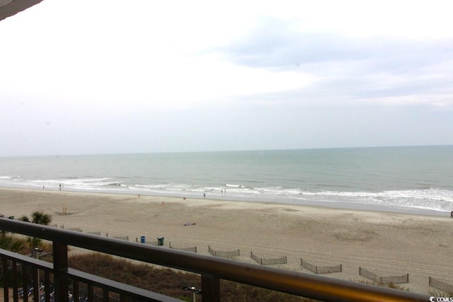 view of water feature with a beach view