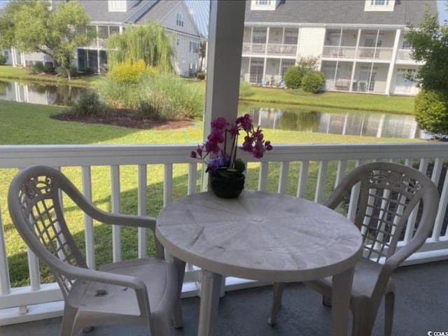 balcony with a water view