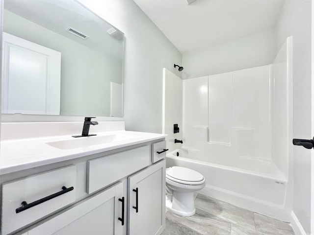 1424 Nathan Dr, Loris, SC 29569 - bathroom featuring visible vents, washtub / shower combination, toilet, and vanity