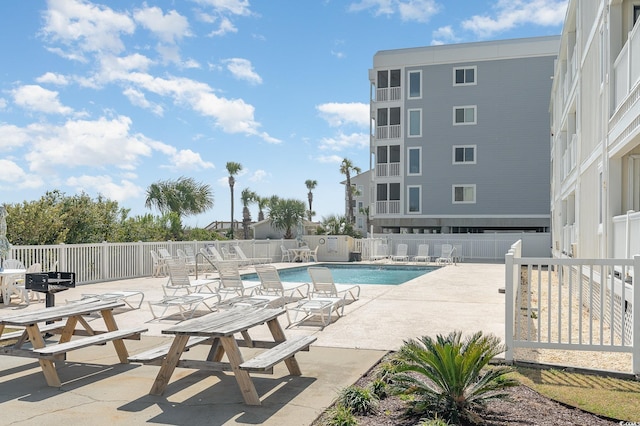 view of pool featuring a patio