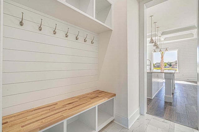 mudroom featuring light hardwood / wood-style floors