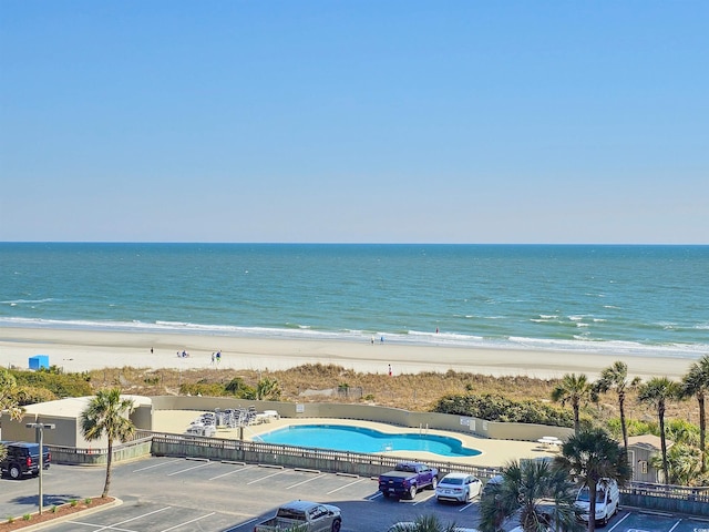 view of water feature featuring a beach view