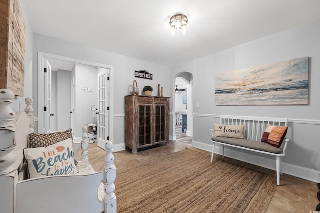 living area with light tile flooring