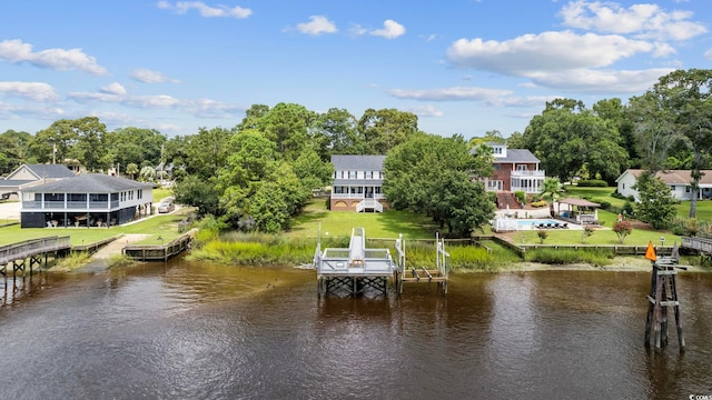 dock area featuring a water view