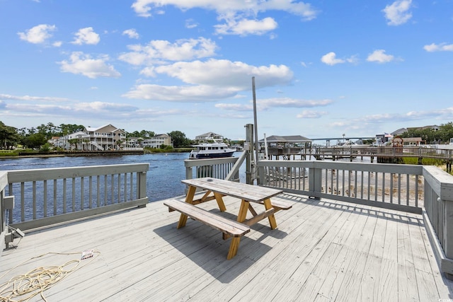 deck with a water view