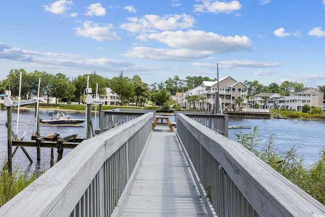 dock area featuring a water view