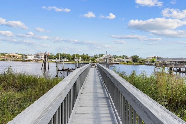 view of dock featuring a water view