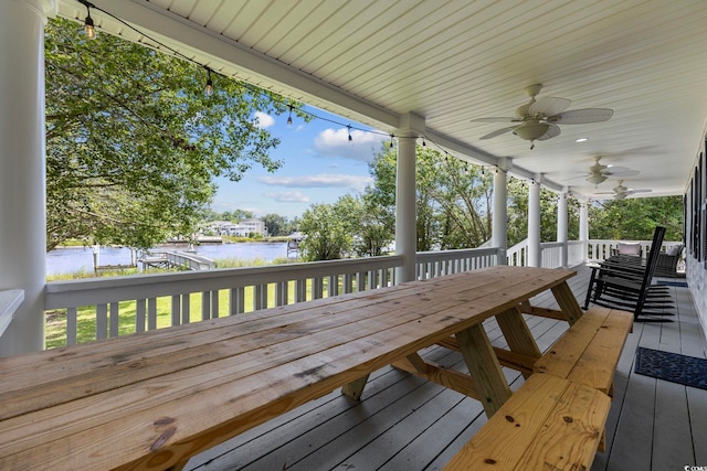 deck featuring ceiling fan