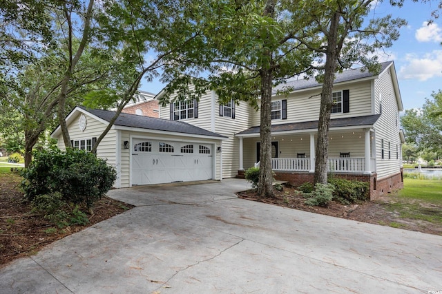 view of front property featuring covered porch