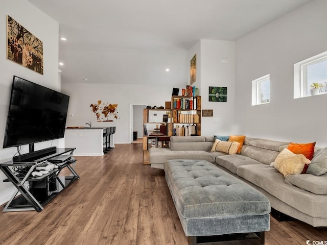 living room with hardwood / wood-style floors