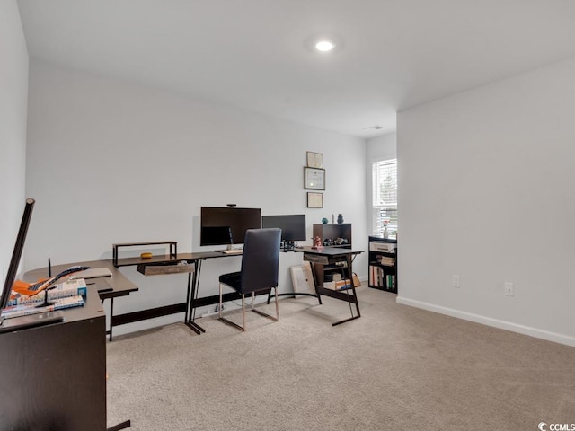 view of carpeted office space