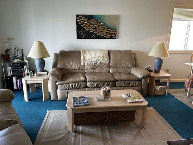 living room featuring carpet flooring