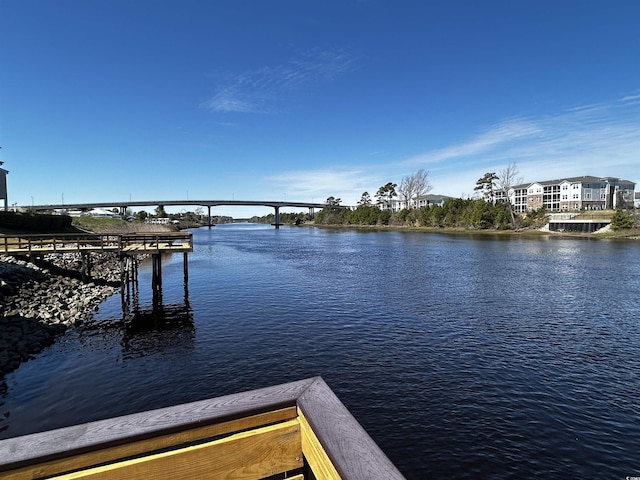 view of dock featuring a water view