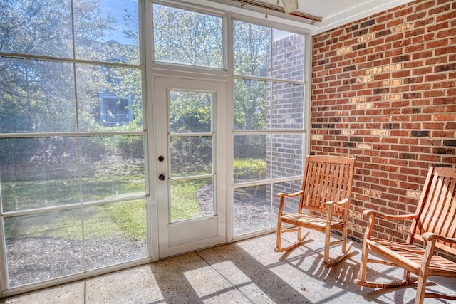 view of unfurnished sunroom