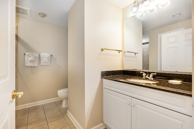 bathroom featuring tile patterned floors, toilet, and vanity