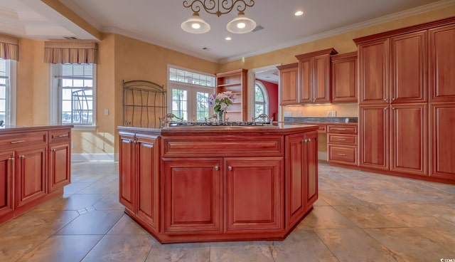 kitchen with crown molding and a wealth of natural light