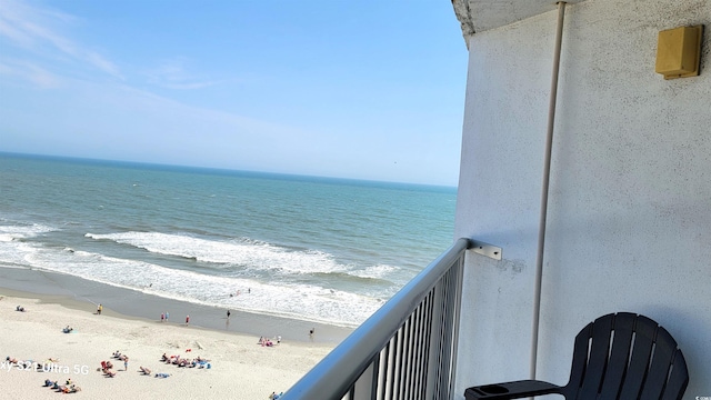 view of water feature with a view of the beach