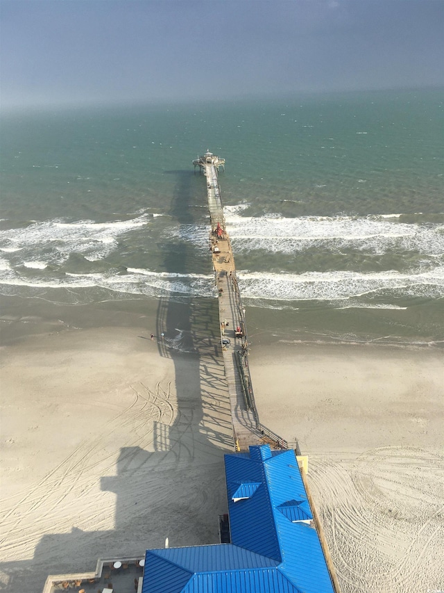 property view of water with a beach view