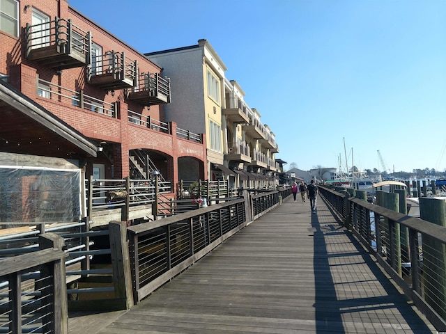 view of dock featuring a balcony