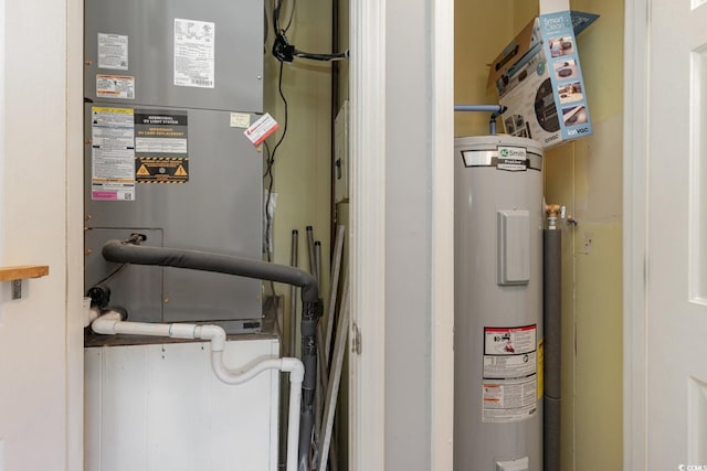 utilities featuring electric water heater and heating unit