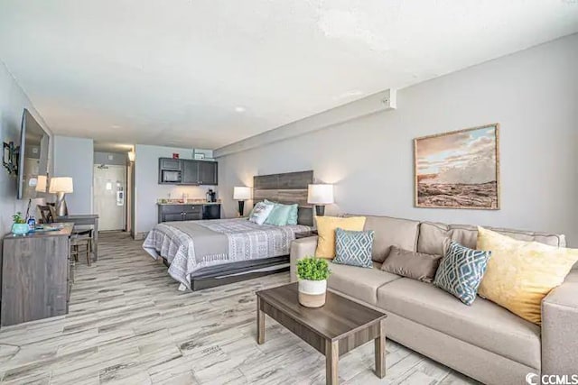 bedroom featuring light hardwood / wood-style floors