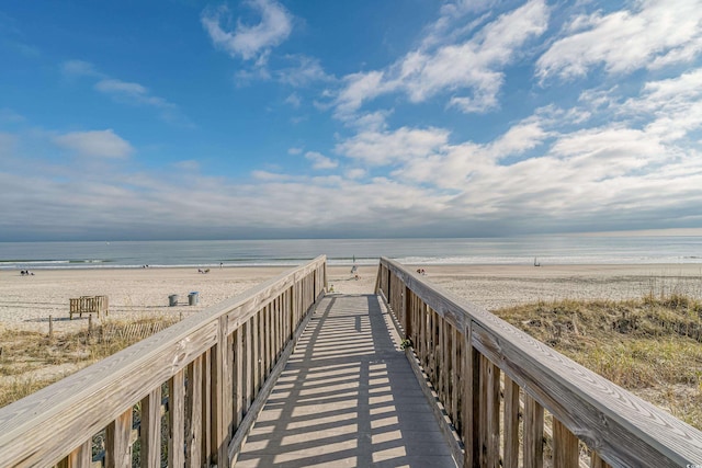 view of nearby features with a water view and a view of the beach