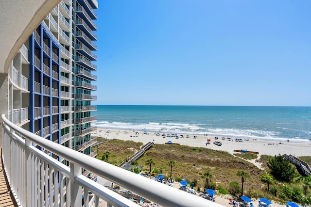 property view of water featuring a view of the beach