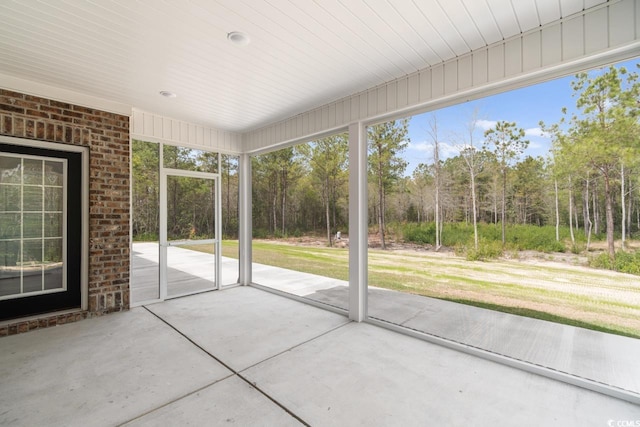 view of unfurnished sunroom