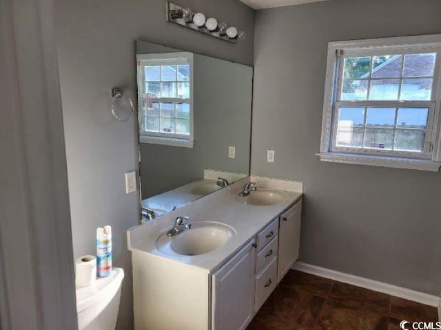 bathroom featuring dual vanity and tile patterned floors