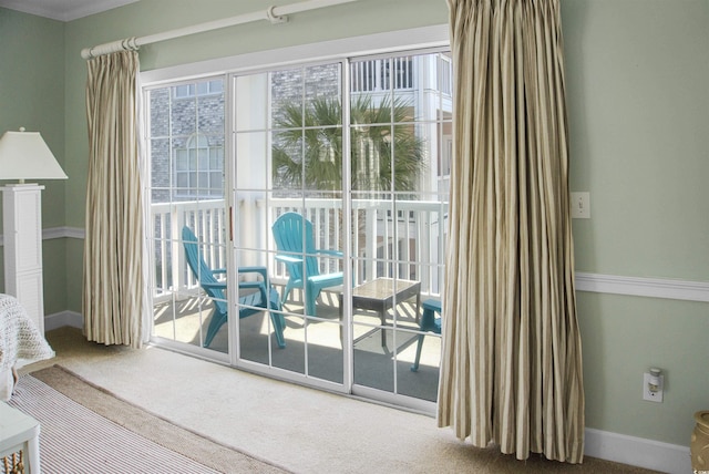 interior space featuring carpet